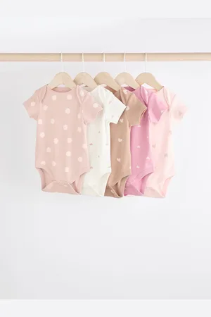Next Brown & Baby Short Sleeve 100% Cotton Bodysuits 5 Pack