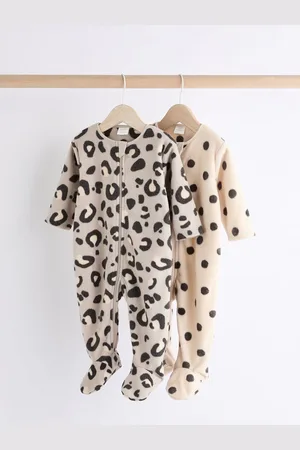 Next Animal Baby Microfleece Zip Sleepsuits 2 Pack