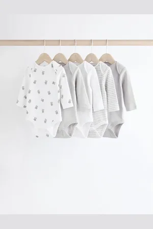 Next Grey/ Bear Baby Bodysuits 5 Pack