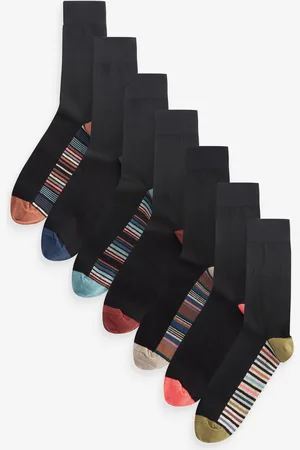 Next Multi Stripe 7 Pack Mens Cotton Rich Socks