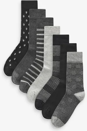 Next /Grey Pattern 7 Pack Mens Cotton Rich Socks