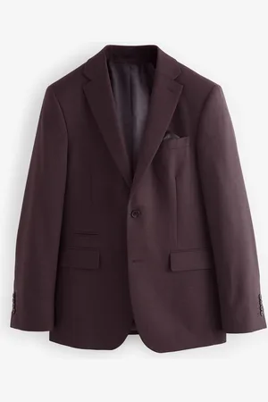 Next Red Tailored Fit Textured Wool Suit Jacket