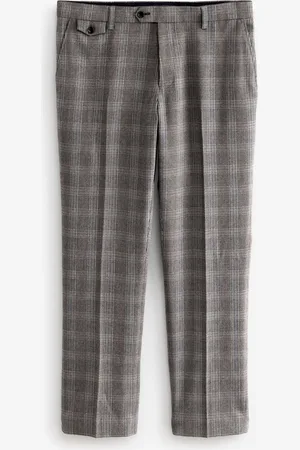 Next Tailored Fit Trimmed Check Suit Trousers
