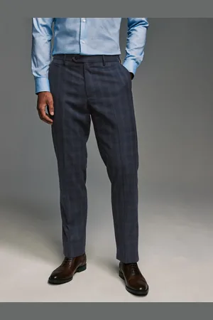 Next Blue Tailored Fit Brushed Check Suit Trousers