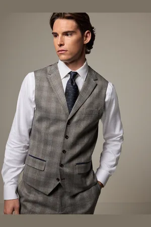 Next Trimmed Check Suit Waistcoat