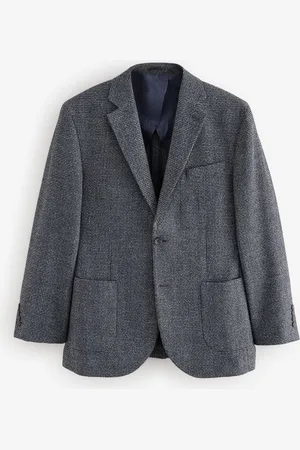Next Charcoal Brushed Check Blazer With Wool