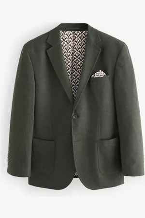 Next Khaki Regular Fit Textured Smart Blazer