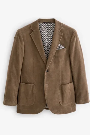 Next Brown Regular Fit Textured Corduroy Blazer