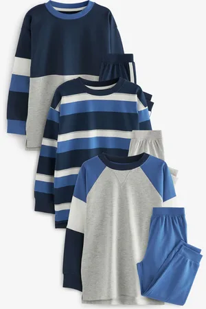 Next Blue/ /Grey 3 Pack Long Sleeve Pyjamas (3-16yrs)