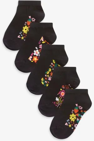 Next Floral 5 Pack Cotton Rich Footbed Trainer Socks
