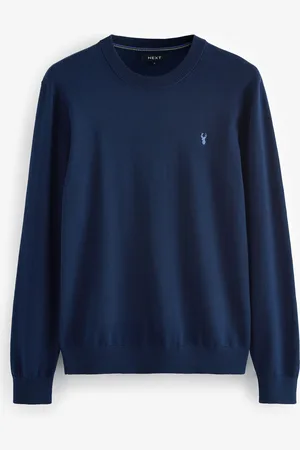 Next Blue Stag Logo Regular Fit Cotton Rich Crew Jumper