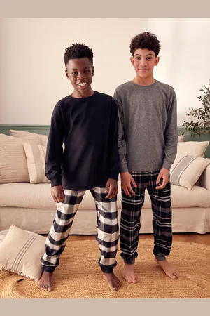 Next Monochrome 2 Pack Long Sleeve Woven Check Pyjamas (3-16yrs)