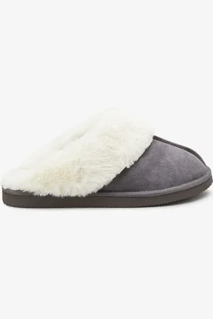 Next Suede Faux Fur Lined Mule Slippers