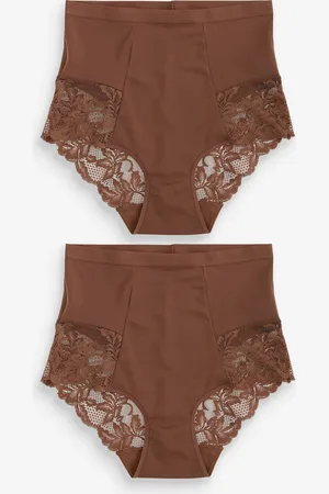 Next Chocolate Print Tummy Control Shaping Lace Back Brazilian Knickers 2 Pack