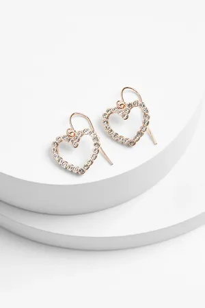Next Rose Tone Pavé Heart Drop Earrings