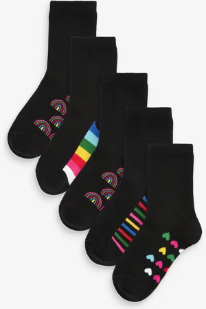Next Rainbow 5 Pack Cotton Rich Footbed Ankle School Socks