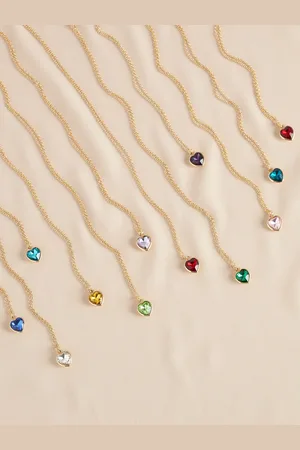 Next Gold Tone Heart Birthstone Necklace