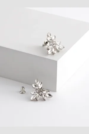 Next Tone Bridal Sparkle Leaf Earrings
