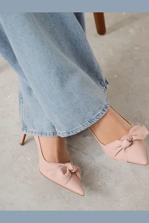 Next Pink Forever Comfort Leather Bow Mid Court Shoes