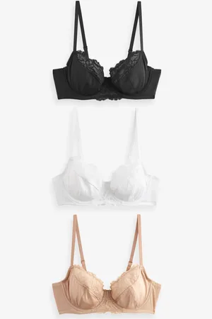 Next /White/Praline Nude 3 Pack Floral Print Non Pad Full Cup Bra