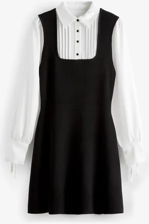Next Shirt Layer Knitted Pinafore Dress