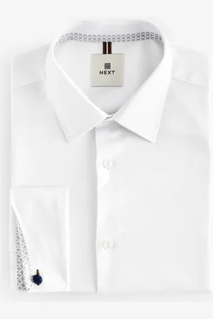 Next Regular Fit Long Sleeve Double Cuff 100% Cotton Shirt