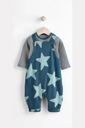 Next Blue Star Jersey Baby Dungarees And Bodysuit Set (0mths-2yrs)