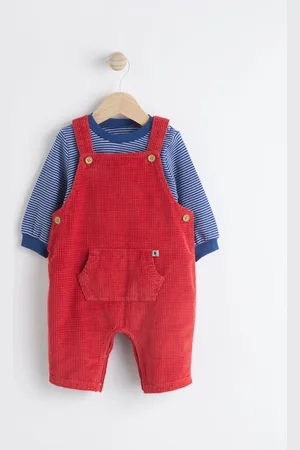 Next Red Baby Waffle Corduroy Dungaree and Bodysuit Set (0mths-2yrs)