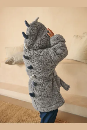 Next Grey/ Dino Spike Fleece Robe (12mths-8yrs)