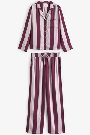 Next Berry Red Stripe Button Through Pyjamas