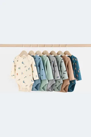 Next Teal 7 Pack Baby Bodysuits