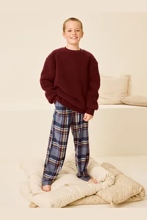 Next Plum Purple Check Borg Single Pyjamas (3-16yrs)