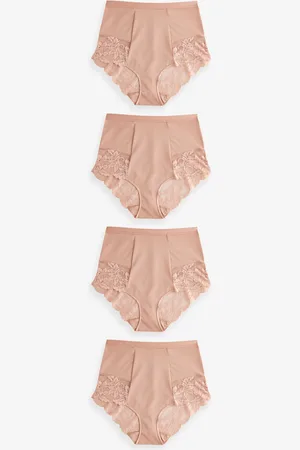 Next Praline High Waist Brief Tummy Control Shaping Lace Back Bikinis 4 Pack