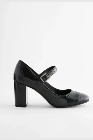 Next Standard/Wide Fit Forever Comfort Brogue Round Toe Block Heel Court Shoes
