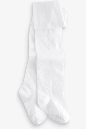 Next Cotton Rich Textured Heart Tights