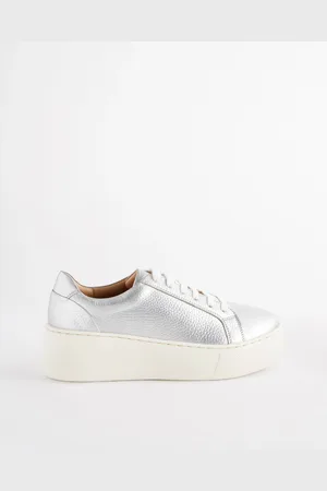 Next Lace Up Signature Forever Comfort Leather Chunky Wedge Platform Trainers