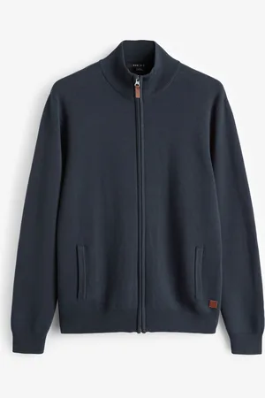 Next Blue Regular Fit 100% Cotton Premium Zip-Through Jumper