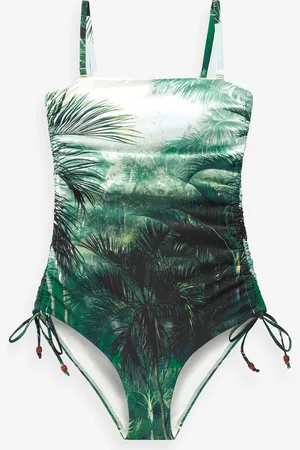 Next Leaf Scenic Print Bandeau Ruched Leg Tummy Control Shaping Swimsuit