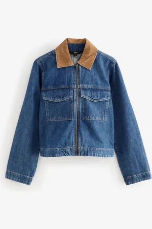 Next Mid Clean Zip Front Denim 100% Cotton Jacket