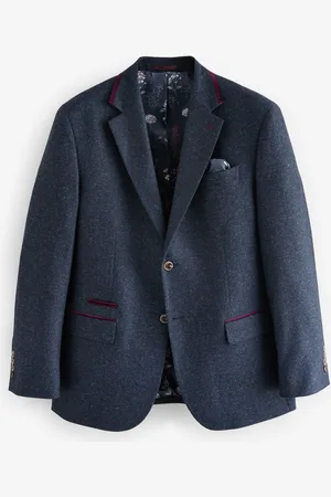 Next Blue Regular Fit Trimmed Neppy Nova Fides Suit Jacket