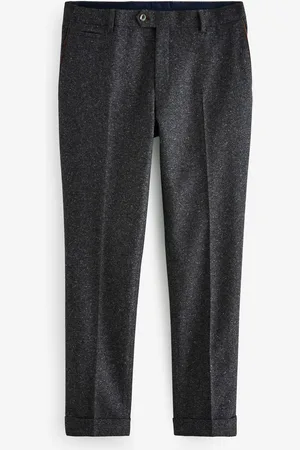 Next Charcoal Regular Fit Trimmed Neppy Nova Fides Suit Trousers