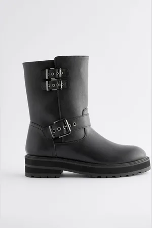 Next Extra Wide Fit Forever Comfort Buckle Biker Ankle Boots