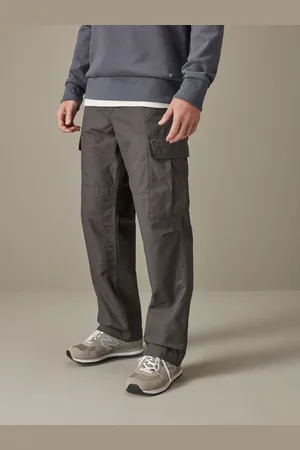 Next Charcoal Relaxed Fit Ripstop Cargo 100% Cotton Trousers