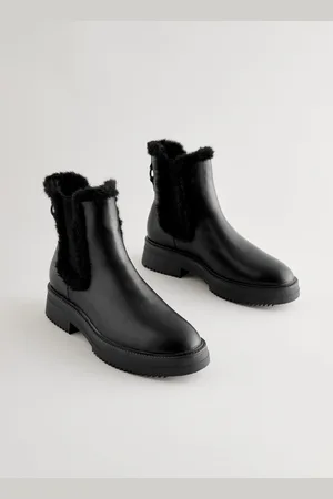 Next Standard/Wide Fit Forever Comfort Faux Fur Lined Chelsea Ankle Boots