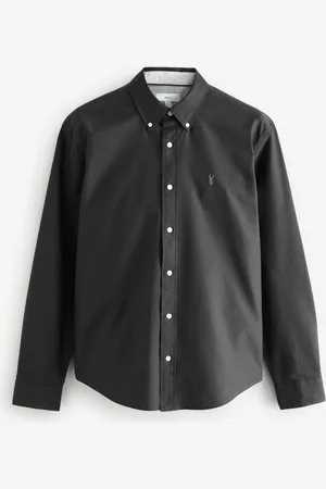 Next Charcoal Regular Fit Long Sleeve Oxford Shirt
