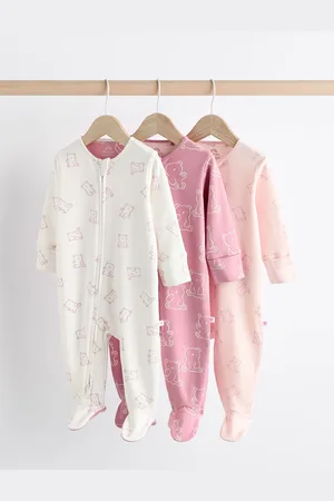 Next Baby 100% Cotton Printed 3 Pack Sleepsuits (0-2yrs)