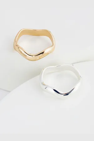 Next Gold/ Tone Wave Rings 2 Pack