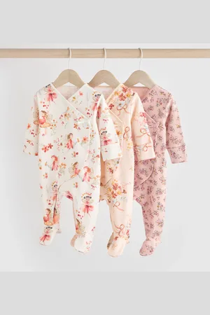 Next /Cream 100% Cotton Wrap Baby Sleepsuit (0-2yrs)
