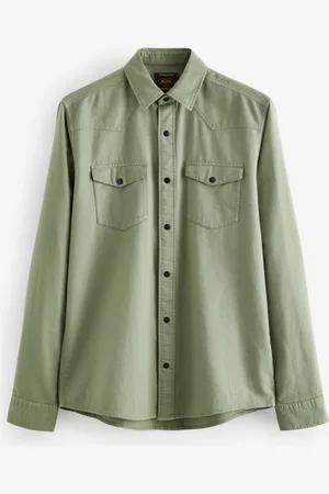 Next Sage Twin Pocket Textured Western Long Sleeve 100% Cotton Shirt