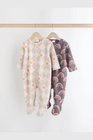 Next Purple Baby Microfleece Zip Sleepsuits 2 Pack